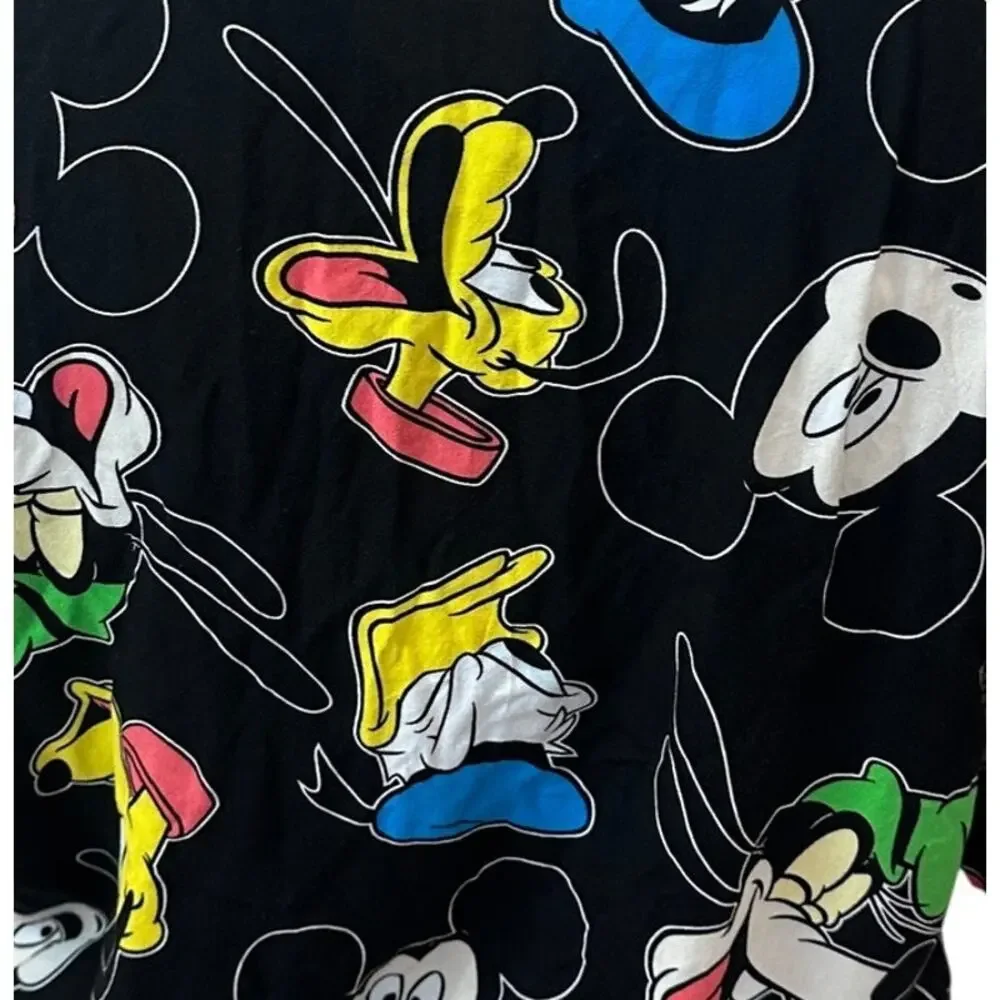 Hawaiian Mickey Mouse Tropical Shirt Button Down Crop Top One Size Oversized - Picture 4 of 6